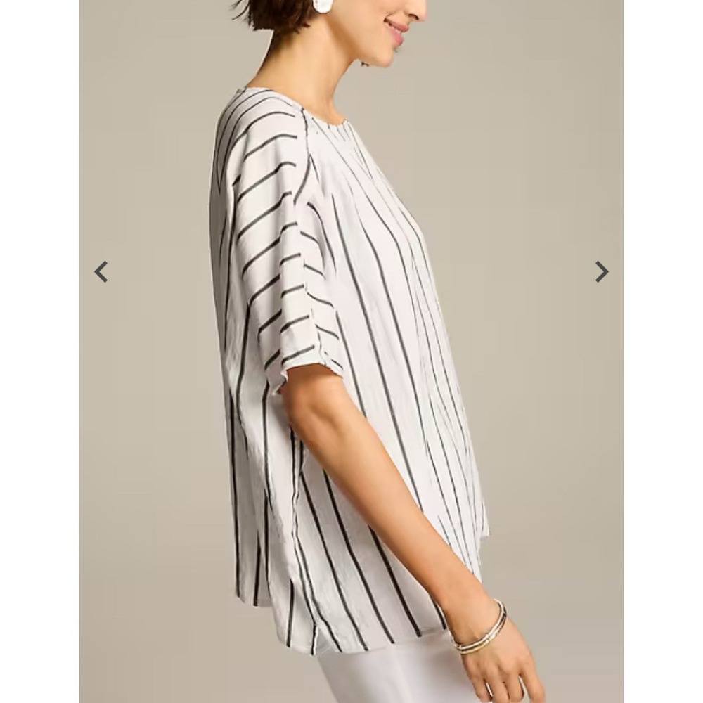 J.Jill Wearable White/Black Stripped Oversized Pullover Shirt Oversized Sz Small - Picture 2 of 9